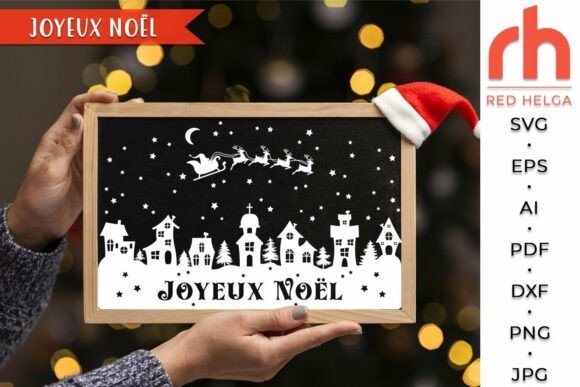 Joyeux Noël SVG Winter Village Cut File for Crafts and Graphics