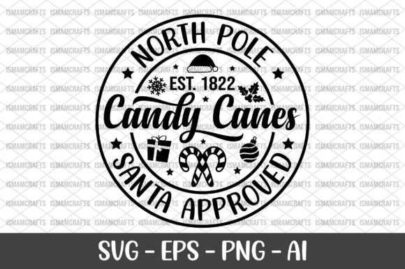 North Pole Candy Canes Santa Approved Graphics for Crafts