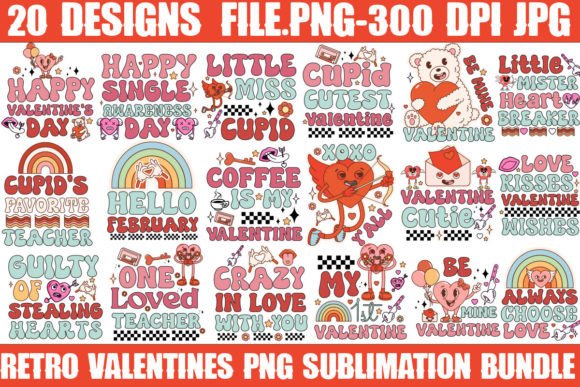 Retro Valentines Sublimation Bundle for Graphics and Crafts